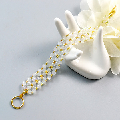 Bracelet large en perles de pierre de lune-1