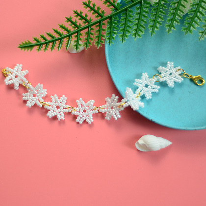 Pulsera de flores blancas como la nieve-6