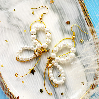 Pendientes de mariposa elegantes de perlas-1