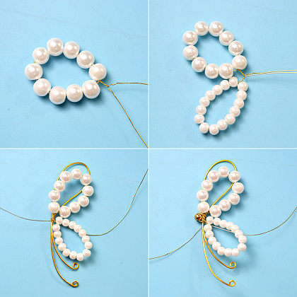 Pendientes de mariposa elegantes de perlas-3