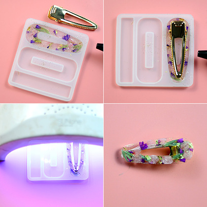 Beautiful Hair Clips of UV Resin with Flower-5