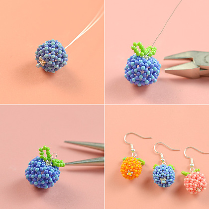 Boucles d'oreilles fruits en perles de rocaille-6