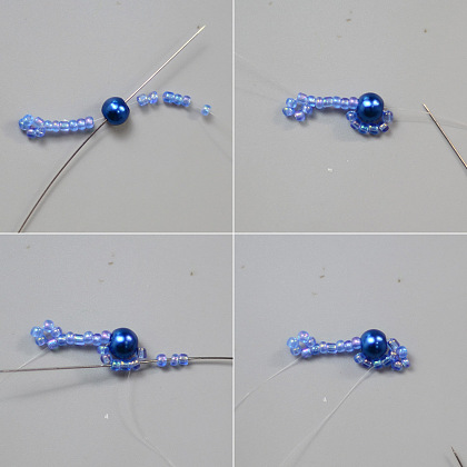 Gargantilla con lazo de perlas azules-5