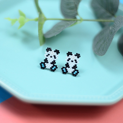 Cute Panda Beaded Earrings-1