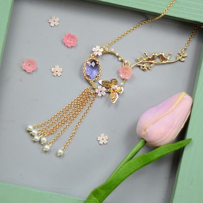 Spring Golden Tassel Necklace