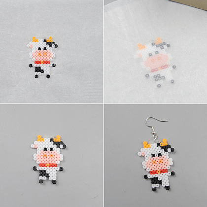 Cute Cow Shaped Earrings With Fuse Beads