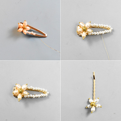 Delicate Flower-liked Hair Clip with Pearl-4
