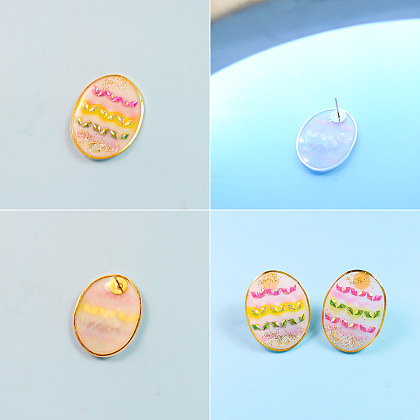 Cute Easter eggs Resin Earrings-6