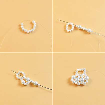 Aretes de perlas colgantes en forma de abanico-3
