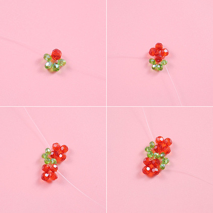 Graziosi orecchini con perline a forma di fiore rosso-3