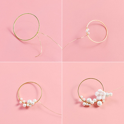 Delicados pendientes de perlas con flor-3