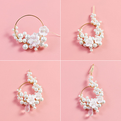Delicados pendientes de perlas con flor-4