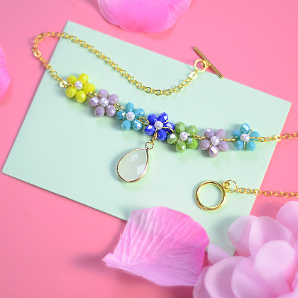 Bunte Perlenkette mit Blumenmuster-6