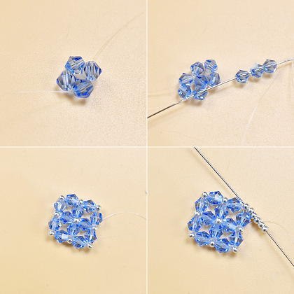 Blue Flower Pattern Beaded Bracelet-2