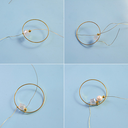 Boucles d'oreilles délicates en perles de verre enveloppées de fil-3