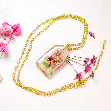 Dried Flower Necklace Made Of Resin-7