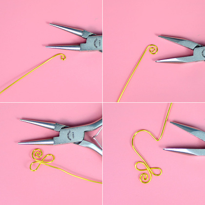 Серьги в форме сердечек с проволокой-3