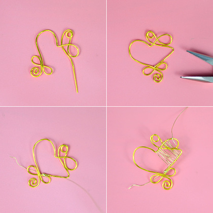 Серьги в форме сердечек с проволокой-4