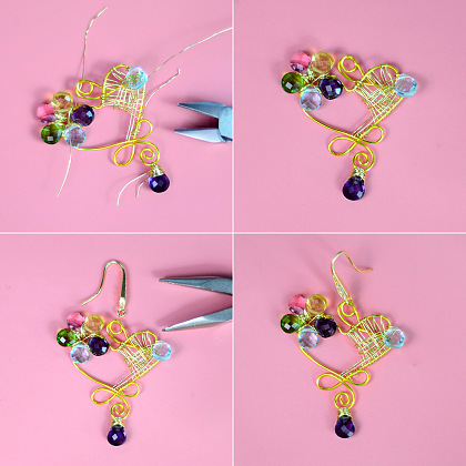 Серьги в форме сердечек с проволокой-7