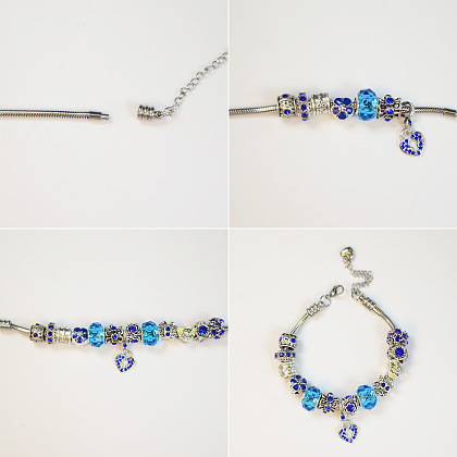 PandaHall Selected мастер-класс по изготовлению синего браслета из бусин-прокладок-3