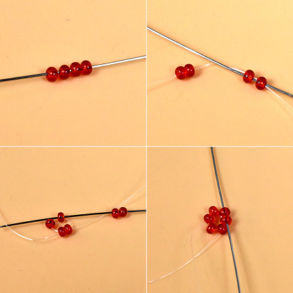 Пусеты в форме шариков с разноцветными бусинами-3