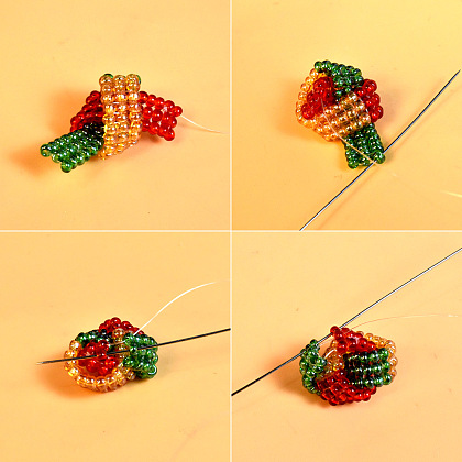 Пусеты в форме шариков с разноцветными бусинами-7