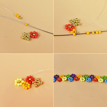 Красочный браслет из бисера в форме цветка-5