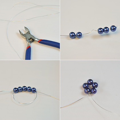 PandaHall Selected tutoriel sur les bagues en perles violettes enveloppées de fil-4