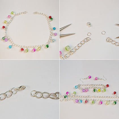 PandaHall Selected idée sur un ensemble de bijoux en perles de verre colorées-5