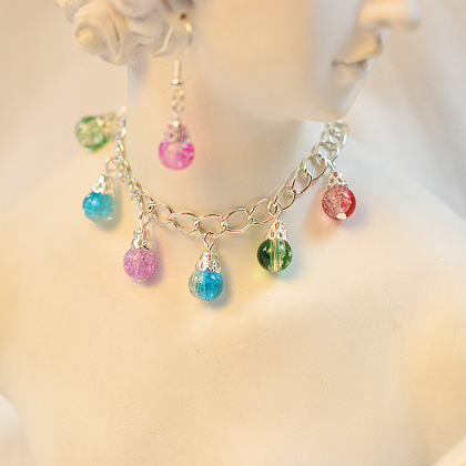 PandaHall Selected idée sur un ensemble de bijoux en perles de verre colorées-6