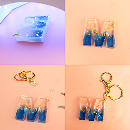 Key Chain With Alphabet Shape Pendant Made of Resin-5