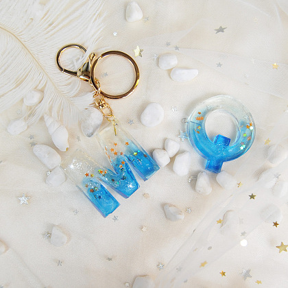 Key Chain With Alphabet Shape Pendant Made of Resin-6