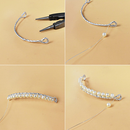 Ensembles de bracelets de perles enveloppés de fil noble-5