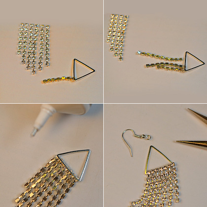 PandaHall Selected идея серег с кисточками с блестящими бриллиантами-3