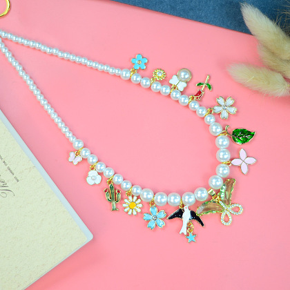 Pearl Necklace With Cute Pendants-7