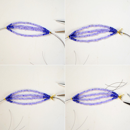 PandaHall Selected мастер-класс по изготовлению фиолетовых сережек из бисера-4