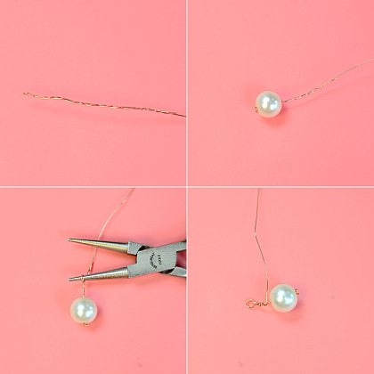 Elegant Wire Wrapped Blue Pearl Earrings-3
