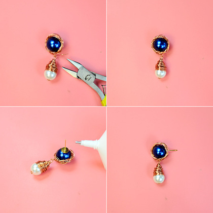 Elegant Wire Wrapped Blue Pearl Earrings-6