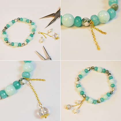 Свежий браслет с зелеными агатами-4