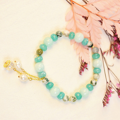 Свежий браслет с зелеными агатами-7