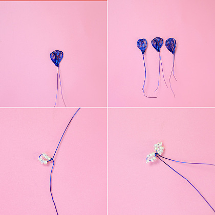 Boucles d'oreilles enveloppées de fil bleu-4