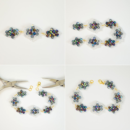 PandaHall Selected идея винтажного браслета из стеклянных бусин в форме ромба-7