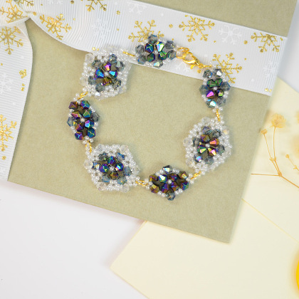 PandaHall Selected идея винтажного браслета из стеклянных бусин в форме ромба-8