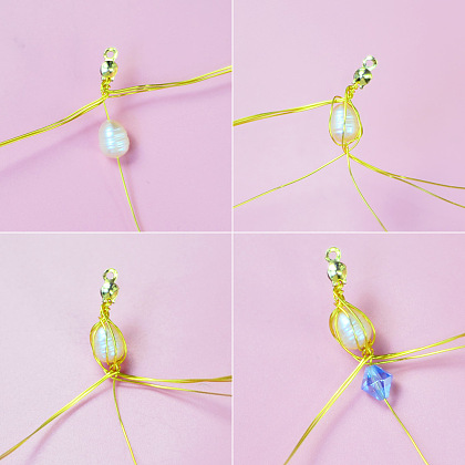 Affascinante braccialetto di perle avvolte in filo metallico-4