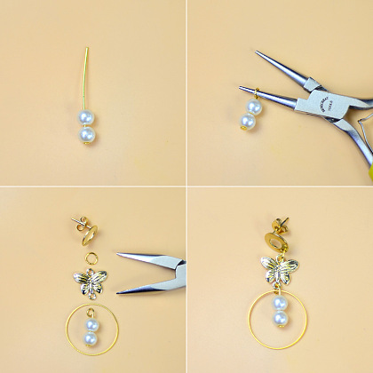Conjunto de joyas de perlas con eslabones de mariposa-3