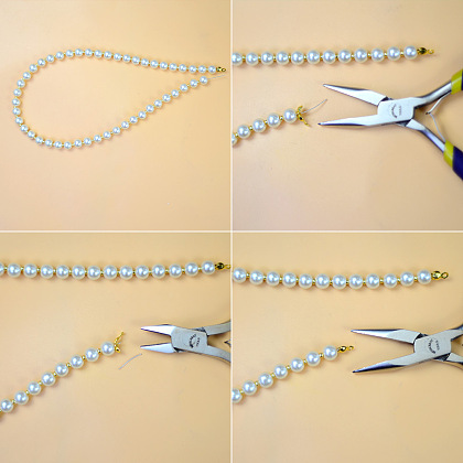 Conjunto de joyas de perlas con eslabones de mariposa-5