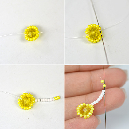 Flower Shape Beaded Necklace-4
