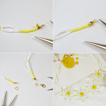 Flower Shape Beaded Necklace-8