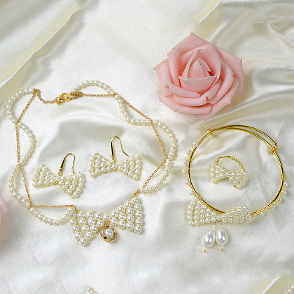 Bow Shape Pearl Jewelry Set-1