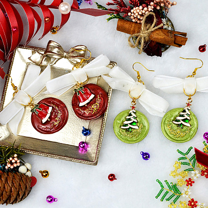PandaHall Selected idea sobre pendientes navideños con sello de cera-1